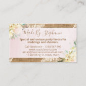 レース素朴&バーラップ手作り結婚式の引き出物 名刺 (裏面)