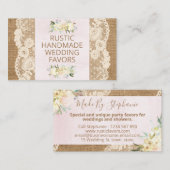 レース素朴&バーラップ手作り結婚式の引き出物 名刺 (正面/裏面)