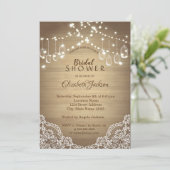 レース素朴、メイソン・ジャー、ストリングライト 招待状 (スタンド正面)