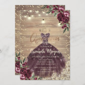 レース素朴、ライト、ドレス、バラウッドキンセアニラ 招待状 (正面/裏面)