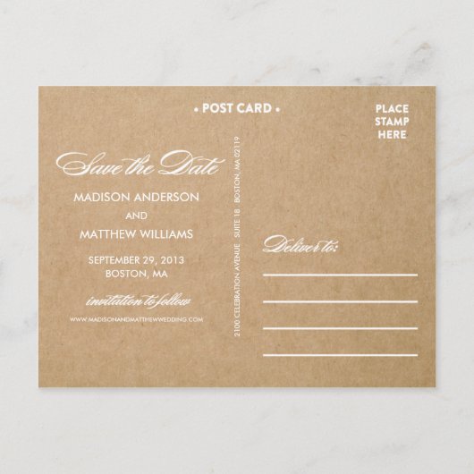 レース素朴 | 日付のフォトポストカードを保存する 案内ポストカード (裏面)