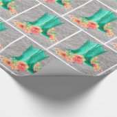 レース結婚の背景にウェスタンのカウボーイブーツ ラッピングペーパー (角)