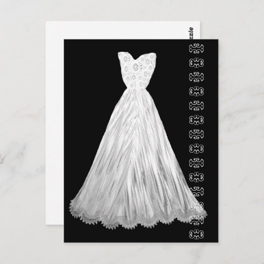 レース結婚アクセント葉書を使用した白のドレス ポストカード (正面/裏面)