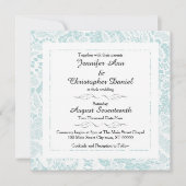 レース結婚式招待状-ティール（緑がかった色）ブルースクエア招待状 招待状 (正面)