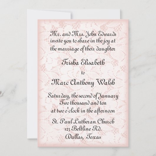 レース結婚式招待状 招待状 (正面)