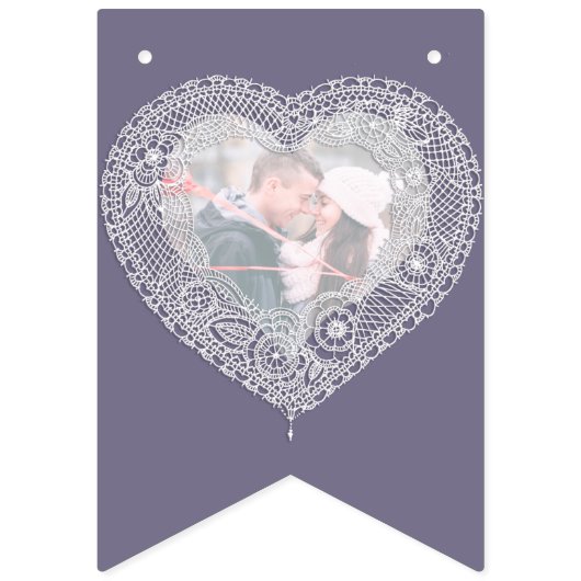 レース結婚13周年記念写真カスタム写真 バンティングフラッグ (第2の旗)