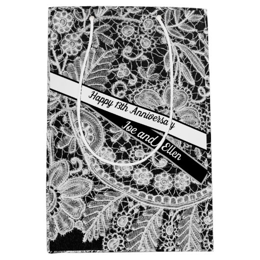 レース結婚13周年記念 ミディアムペーパーバッグ (正面)