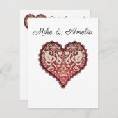 レース編み, ヴィンテージ ハート, ヴィンテージ, ハート, ラッセル 招待状 (正面/裏面)