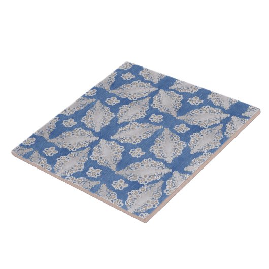 レース繰り返しパターンを使用したデニムテクスチャ タイル (側面)