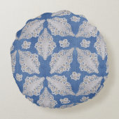 レース繰り返しパターンを使用したデニムテクスチャ ラウンドクッション (裏面)