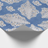 レース繰り返しパターンを使用したデニムテクスチャ ラッピングペーパー (角)