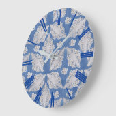 レース繰り返しパターンを使用したデニムテクスチャ ラージ壁時計 (傾斜)