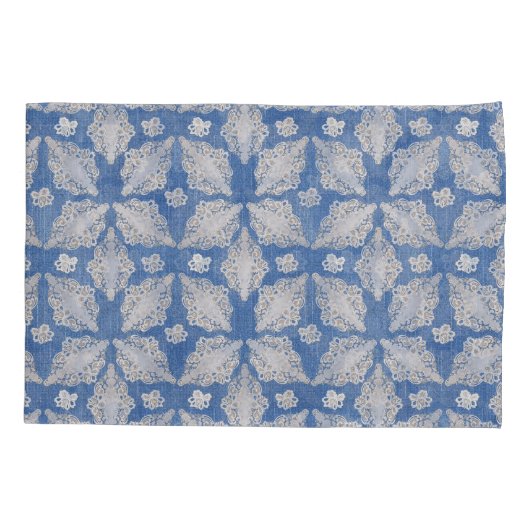 レース繰り返しパターン付きデニム 枕カバー (裏面)