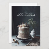 レース華美ルック記念日ケーキ 招待状 (正面/裏面)