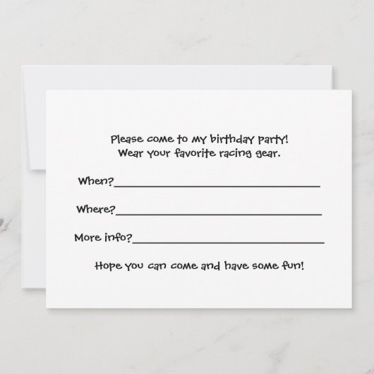 レース誕生日パーティー招待ドゥン乳母車 招待状 (裏面)