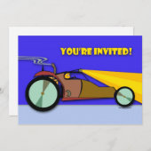 レース誕生日パーティー招待ドゥン乳母車 招待状 (正面/裏面)