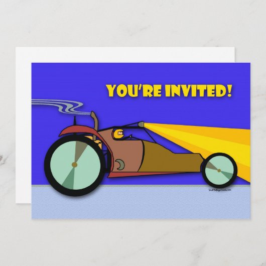 レース誕生日パーティー招待ドゥン乳母車 招待状 (正面/裏面)