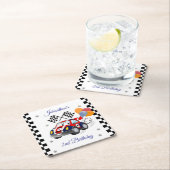 レース誕生日パーティー | レースカー&フラ市松模様にグ スクエアペーパーコースター (インサイチュ)