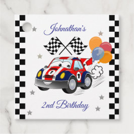 レース誕生日パーティー | レースカー&フラ市松模様にグ フェイバータグ