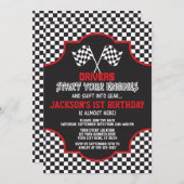 レース誕生日招待状、レースカー招待状 招待状 (正面/裏面)