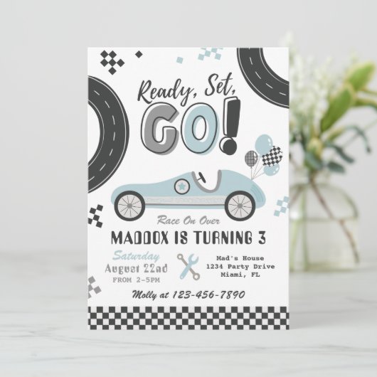 レース誕生日招待状 |ヴィンテージレース 招待状 (スタンド正面)
