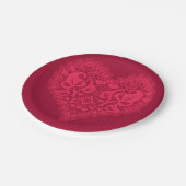 レース赤いハート葉フローラレースのようヴァレンティネス ペーパープレート (アングル)