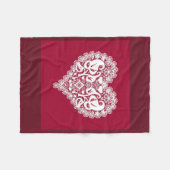 レース赤いハート葉フローラレースのようヴァレンティネスDay r フリースブランケット (正面(横))