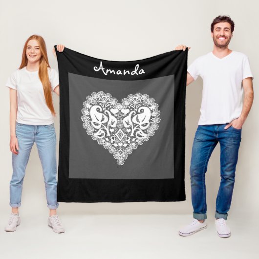 レース赤いハート葉フローラレースのようヴァレンティネスDay r フリースブランケット (インサイチュ)