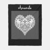 レース赤いハート葉フローラレースのようヴァレンティネスDay r フリースブランケット (正面)