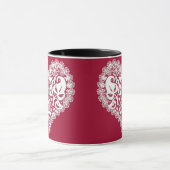 レース赤いハート葉フローラレースのようヴァレンティネスDay r マグカップ (中央)