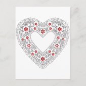 レース赤と白ハート ポストカード (正面)