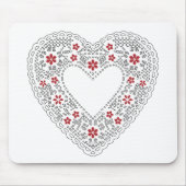 レース赤と白ハート マウスパッド (正面)