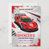 レース車「レース・オン・オーバー」バースデーパーティー 招待状 (正面)