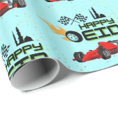 レース車happy eid mubarakギフト ラッピングペーパー (ロールコーナー)