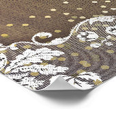 レース金ゴールドバーラップと花結婚の歓迎サイン ポスター (角)