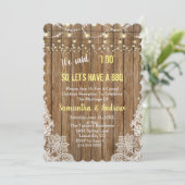 レース魅力的ストリングライトI DO BBQ招待状 招待状 (スタンド正面)