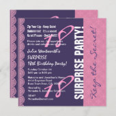 レース10代のL6ZBで彼女のための18番目のサプライズ誕生日 招待状 (正面/裏面)