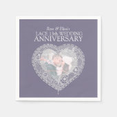 レース13周年記念結婚ハート写真 スタンダードカクテルナプキン (正面)