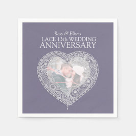 レース13周年記念結婚ハート写真 スタンダードカクテルナプキン