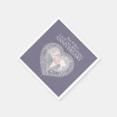 レース13周年記念結婚ハート写真 スタンダードカクテルナプキン (角)