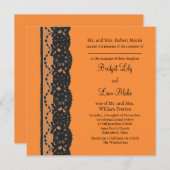レース2フランスの結婚式招待状（オレンジ） 招待状 (正面/裏面)