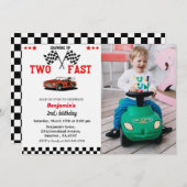 レース2速いカーボーイ2nd誕生日パーティー 招待状 (正面/裏面)
