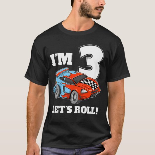 レース3歳の誕生日おめでとう少年幼児3歳三レーシングドライブ Tシャツ (正面)