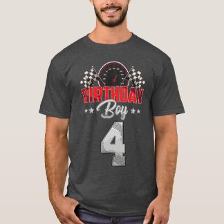 レース4歳の誕生日おめでとう男の子パーティーレーシング4歳ピット Tシャツ