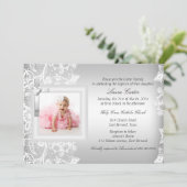 レース&かわいらしクロスシルバーバプテスマ/《キリスト教》洗礼式や命名式 招待状 (スタンド正面)