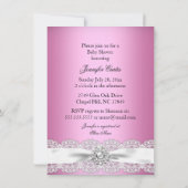 レース&かわいらしベビーガールピンクベビーシャワー招待状 招待状 (裏面)