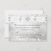 レース&かわいらしボウシルバークリスマスホリデーRSVP 招待状 (正面)