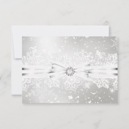 レース&かわいらしボウシルバークリスマスホリデーRSVP 招待状 (裏面)