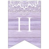 レース&かわいらし薄紫ウッド素朴お祝い バンティングフラッグ (第2の旗)