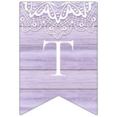 レース&かわいらし薄紫ウッド素朴お祝い バンティングフラッグ (第1の旗)